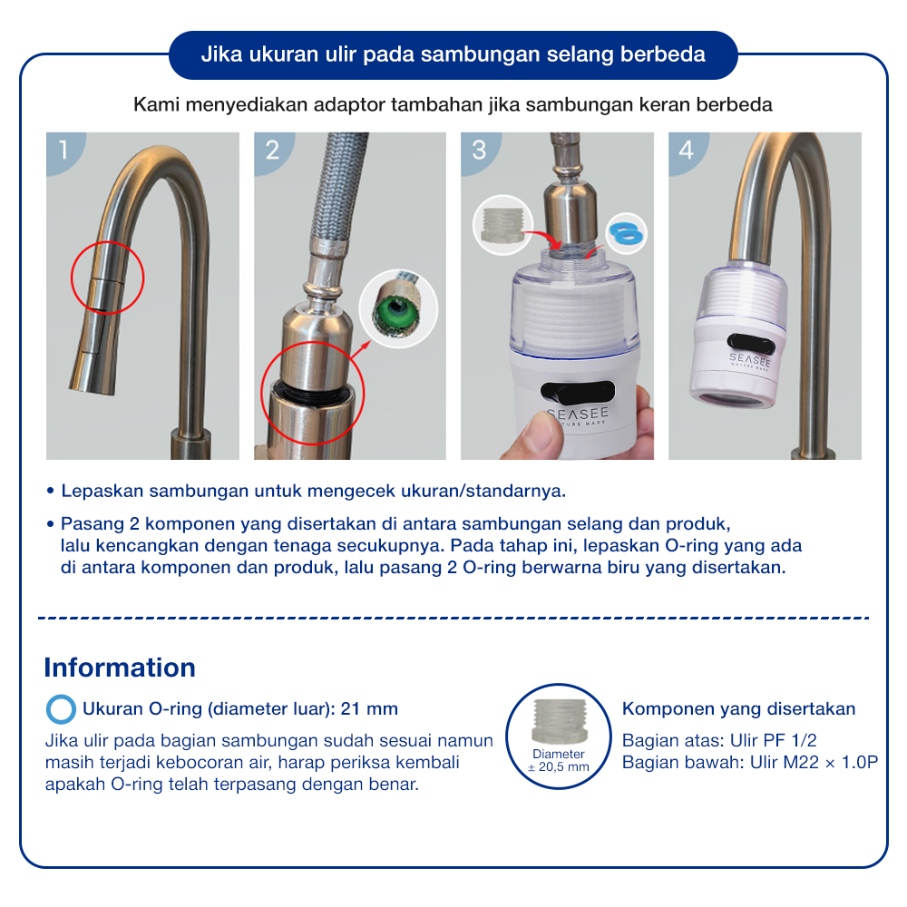 SEASEE Kitchen Water Filter Kit - Flexible Type