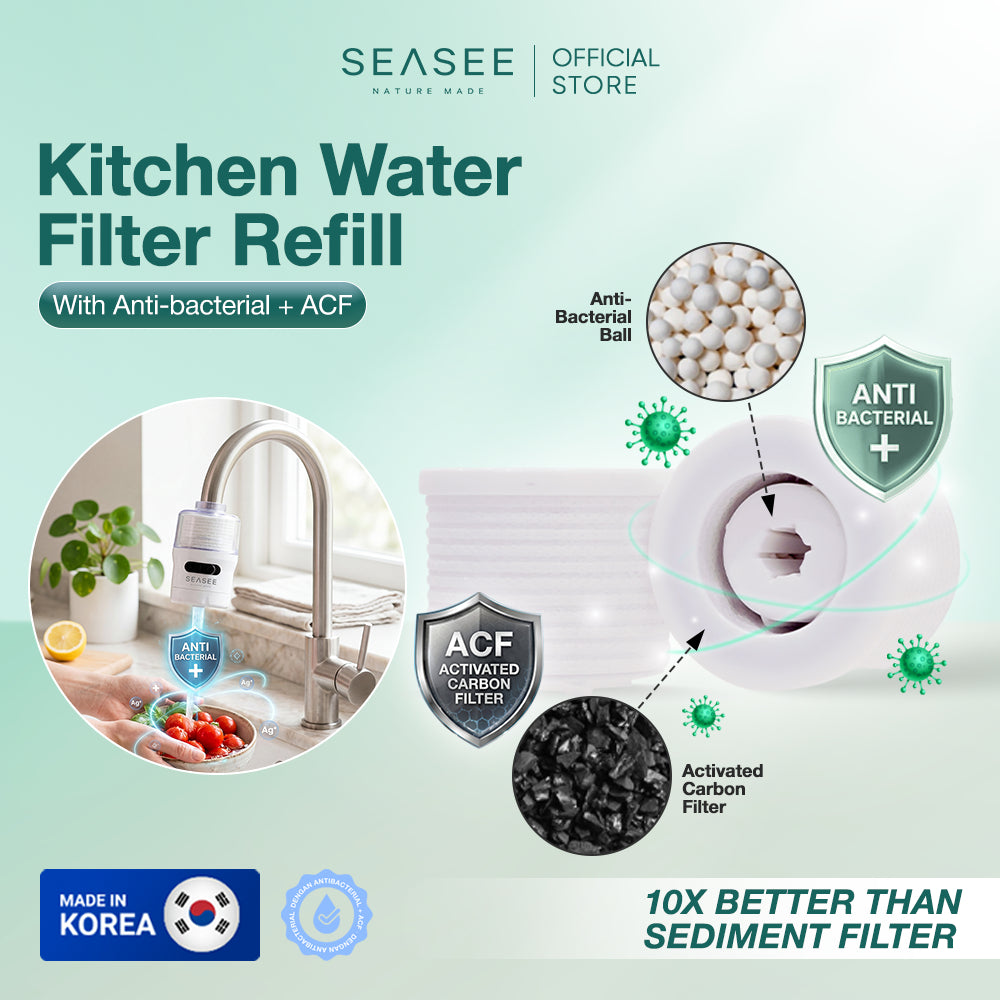 [Refill] SEASEE Kitchen Water Filter Refill (2ea) - with Activated Carbon Filter + Antibacterial Ball + Sediment Filter